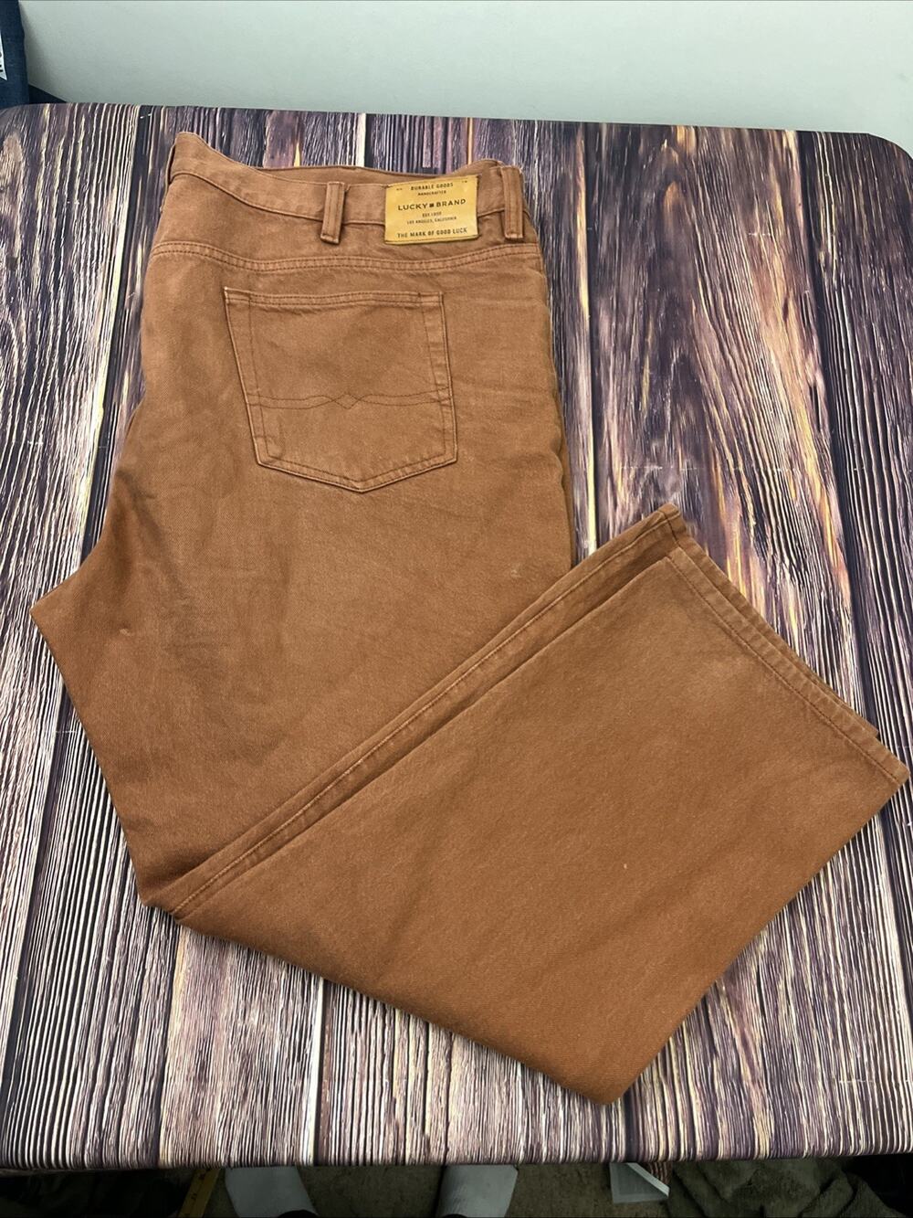 Lucky Brand 411 Athletic Taper Orange Jeans Mens Size 48x32 (Actual 48x30)